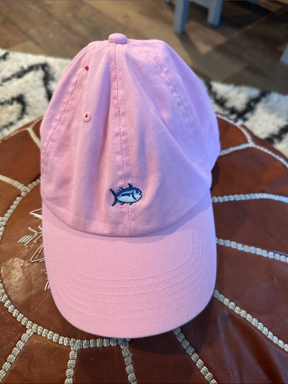 Southern Tide Pink Baseball Hat with Embroidered Fish